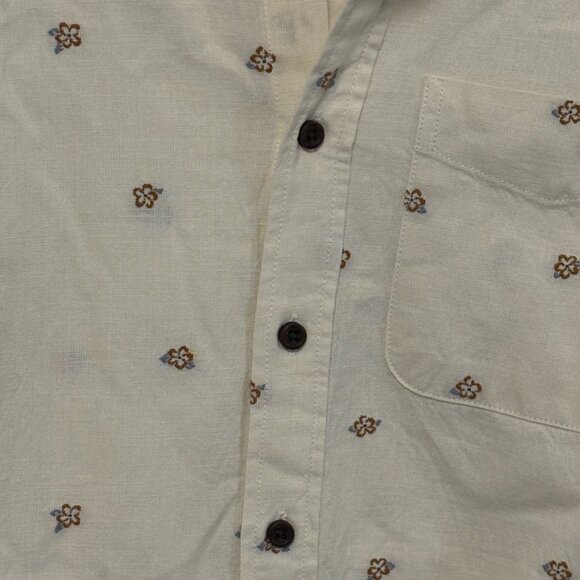 Boys Katin Cream Floral Patterned Button Down Shirt.  Size 10-12 - Picture 5 of 8